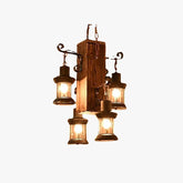 Vintage Wooden Industrial Multi Pendant Light for Dining Room